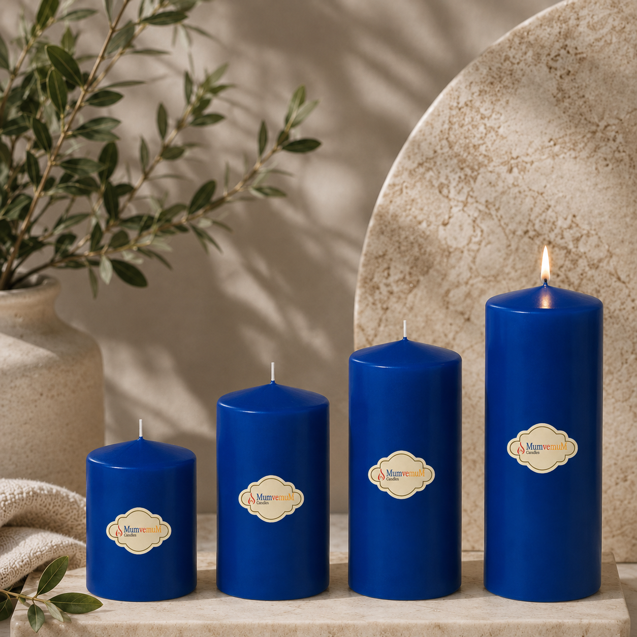 4 Lü Set Mum Mavi Çap :5 cm