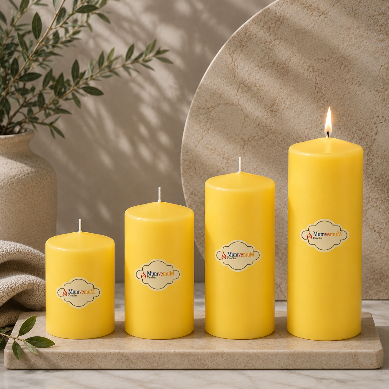 4 Lü Set Mum Sarı Çap :5 cm