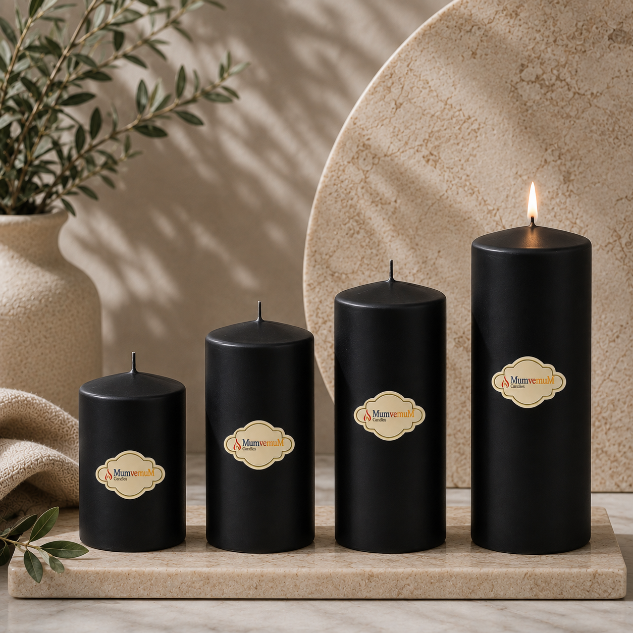 4 Lü Set Mum Siyah Çap :5 cm