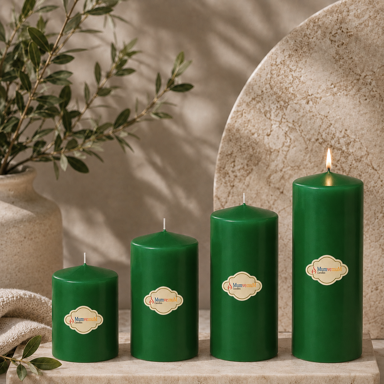 4 Lü Set Mum Yeşil Çap :5 cm