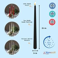 48 Adet Siyah Konik Şamdan Mum 