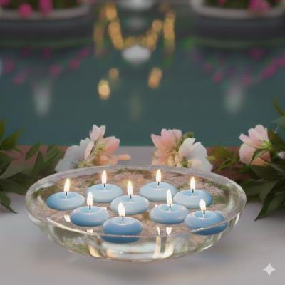50'li Paket 3.5 cm Açık Mavi Yüzen Mumlar