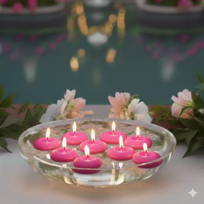 50'li Paket 3.5 cm Açık Pembe Yüzen Mumlar