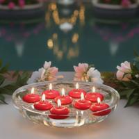 50'li Paket 3.5 cm Kırmızı Yüzen Mumlar