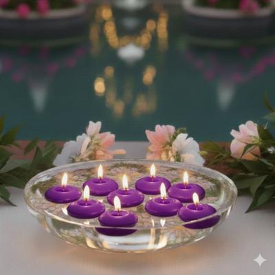 50'li Paket 3.5 cm Mor Yüzen Mumlar