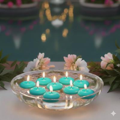 50'li Paket 3.5 cm Turkuaz Yüzen Mumlar