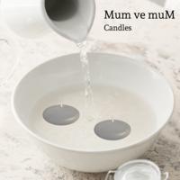 50 Li Çap 3,5 cm Açık Gri Yüzen Mum 