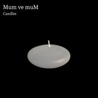 50 Li Çap 3,5 cm Açık Gri Yüzen Mum 