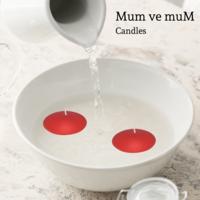 50 Li Çap 3,5 cm Kırmızı Yüzen Mum 