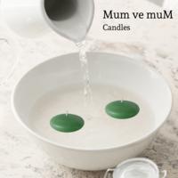 50 Li Çap 3,5 cm Yeşil Yüzen Mum 