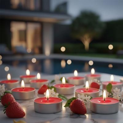 50 Li Çilek Kokulu Kırmızı Tealight Mum