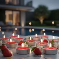 50 Li Çilek Kokulu Kırmızı Tealight Mum