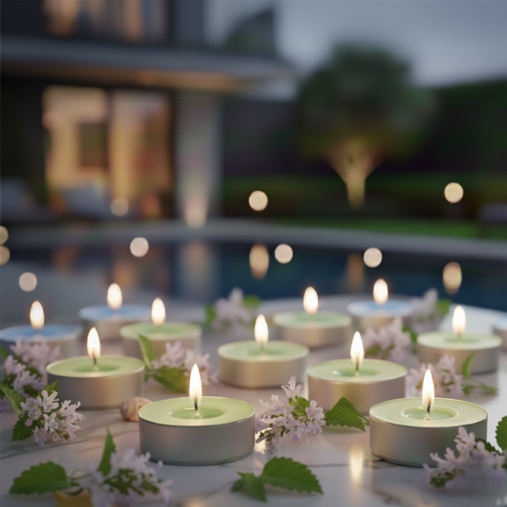 50 Li Melisa Kokulu Yeşil Tealight Mum - Görsel 1