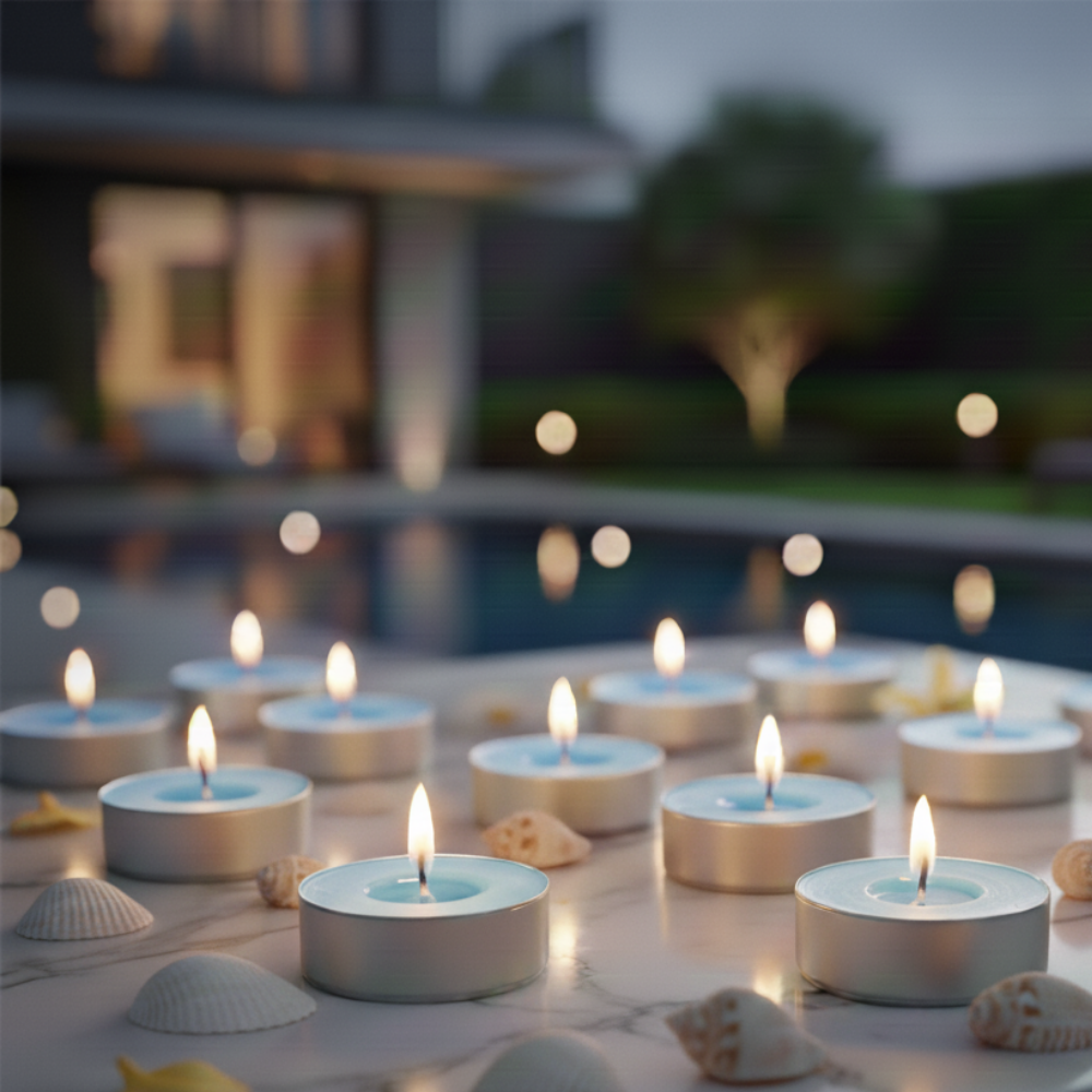 50 Li Okyanus Kokulu Mavi Tealight Mum - Görsel 2