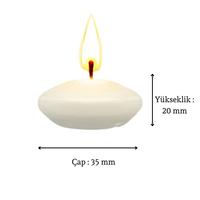 50 Li Paket Çap 3,5 cm Beyaz Yüzen Mum 