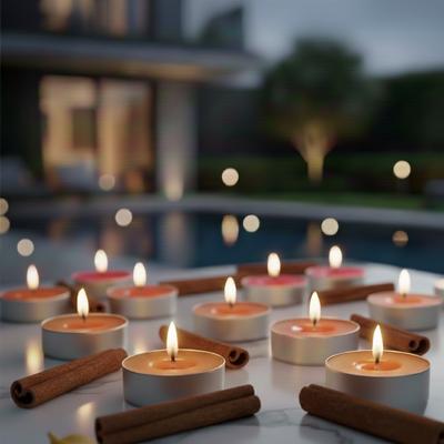 50 Li Tarçın Kokulu Kahve Rengi Tealight Mum