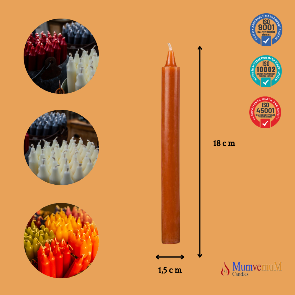 6 Lı Kahve Rengi Bakkal Mum - Görsel 2