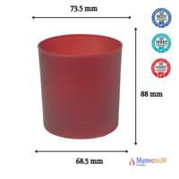 6 Lı Kırmızı Buzlu Düz Cam Bardak  Mumluk 405