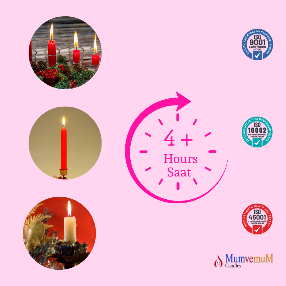 6 Lı Şeker Pembe Rengi Bakkal Mum - Görsel 3