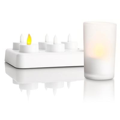 1 Koli 12 Set 6 Lı Led Tealight Şarjlı Mum ve Buzlu Mumluk