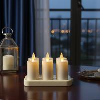 6 Li Haraket Alevli Şarjlı Set Led Silindir Mum