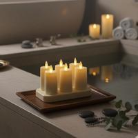 6 Li Haraket Alevli Şarjlı Set Led Silindir Mum