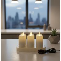 6 Li Haraket Alevli Şarjlı Set Led Silindir Mum