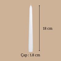 6 Lı Kısa Beyaz Konik Şamdan Mum Yükseklik 18 cm 