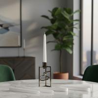 6 Lı Kısa Beyaz Konik Şamdan Mum Yükseklik 18 cm 