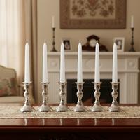 6 Lı Kısa Beyaz Konik Şamdan Mum Yükseklik 18 cm 