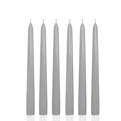 6 Lı Kısa Gri Konik Şamdan Mum Yükseklik 18 cm 