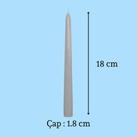 6 Lı Kısa Gri Konik Şamdan Mum Yükseklik 18 cm 