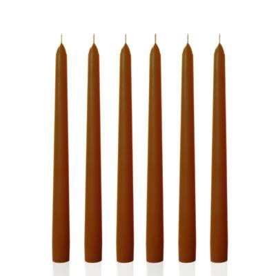 6 Lı Kısa Kahverengi Konik Şamdan Mum Yükseklik 18 cm 