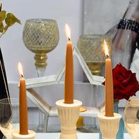 6 Lı Kısa Kahverengi Konik Şamdan Mum Yükseklik 18 cm 