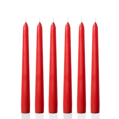 6 Lı Kısa Kırmızı Konik Şamdan Mum Yükseklik 18 cm 
