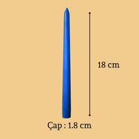 6 Lı Kısa Mavi Konik Şamdan Mum Yükseklik 18 cm 