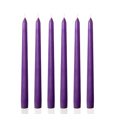 6 Lı Kısa Mor Konik Şamdan Mum Yükseklik 18 cm 