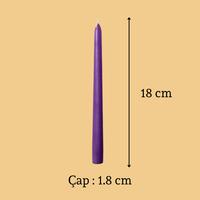 6 Lı Kısa Mor Konik Şamdan Mum Yükseklik 18 cm 