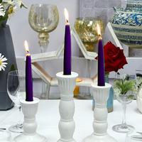 6 Lı Kısa Mor Konik Şamdan Mum Yükseklik 18 cm 