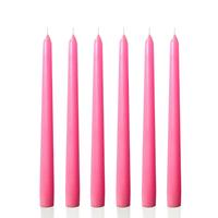 6 Lı Kısa Pembe Konik Şamdan Mum Yükseklik 18 cm 
