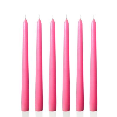 6 Lı Kısa Pembe Konik Şamdan Mum Yükseklik 18 cm 