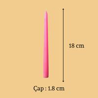 6 Lı Kısa Pembe Konik Şamdan Mum Yükseklik 18 cm 