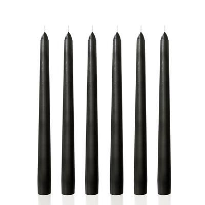 6 Lı Kısa Siyah Konik Şamdan Mum Yükseklik 18 cm 