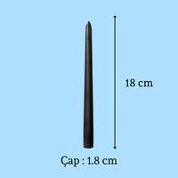 6 Lı Kısa Siyah Konik Şamdan Mum Yükseklik 18 cm 