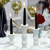 6 Lı Kısa Siyah Konik Şamdan Mum Yükseklik 18 cm 