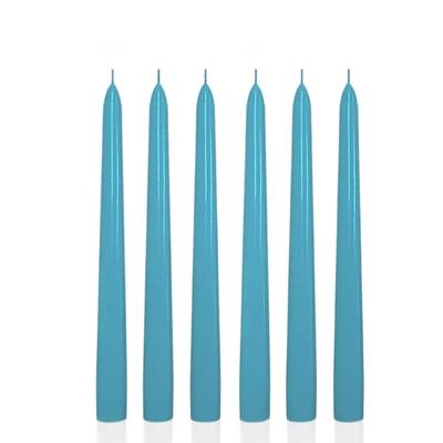 6 Lı Kısa Turkuaz Konik Şamdan Mum Yükseklik 18 cm 