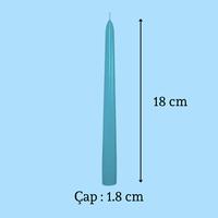 6 Lı Kısa Turkuaz Konik Şamdan Mum Yükseklik 18 cm 