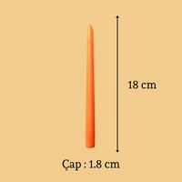 6 Lı Kısa Turuncu Konik Şamdan Mum Yükseklik 18 cm 