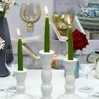 6 Lı Kısa Yeşil Konik Şamdan Mum Yükseklik 18 cm 
