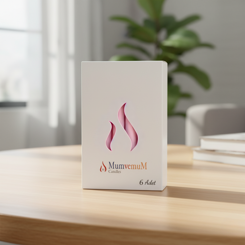 6 Lı Şeker Pembe Rengi Bakkal Mum - Görsel 4
